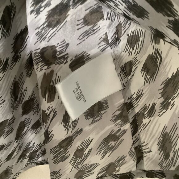 Banana Republic Grey Cheetah Leopard Print Sheer Summer McBling Ruffle Top Small - Picture 10 of 10